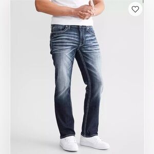 Salvage Supply Co Men’s Buckle Mayhem Straight Regular Fit Dark Wash Jeans 34x32